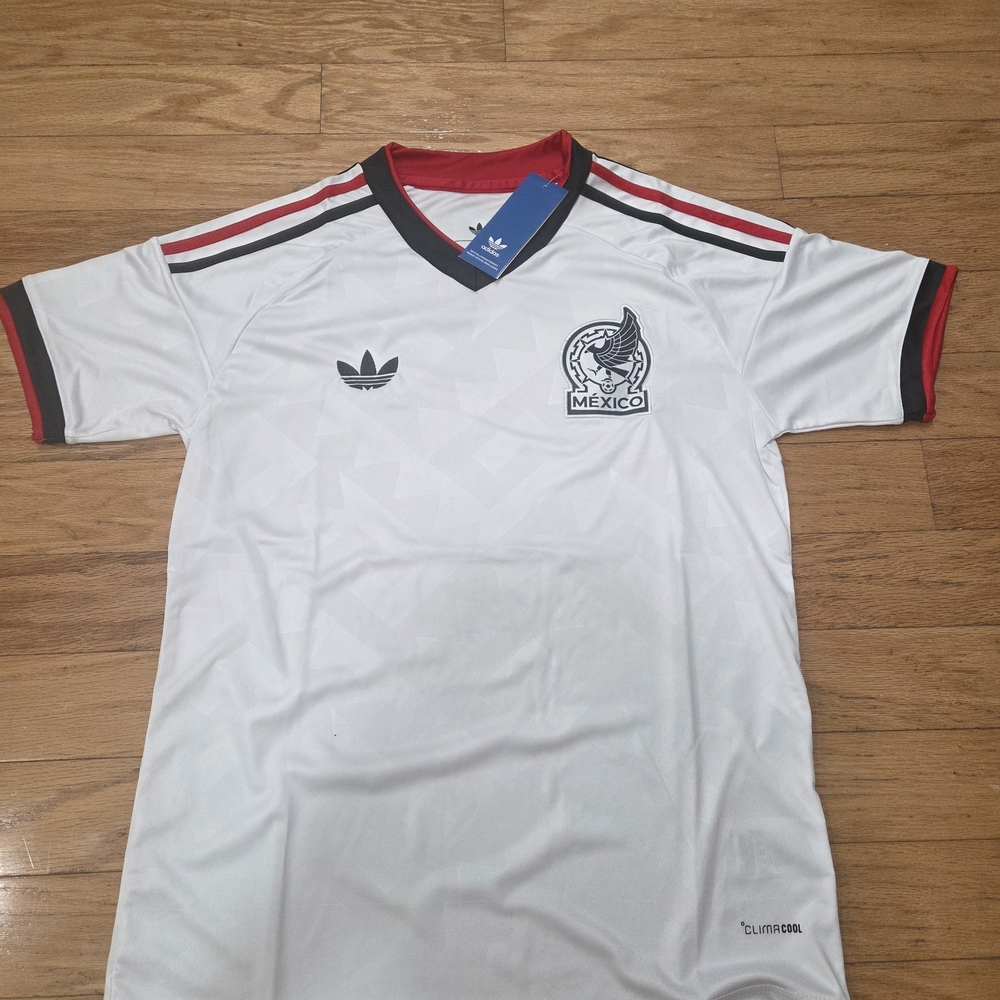 Adidas Mexico White Soccer Jersey with Black & Red Trim